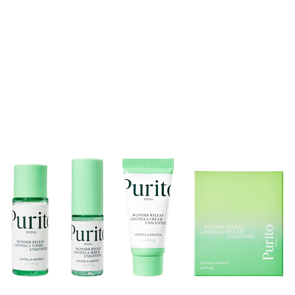 Purito Seoul - Wonder Releaf Centella Mini Kit Unscented - Sada zklidňujících produktů bez parfemace