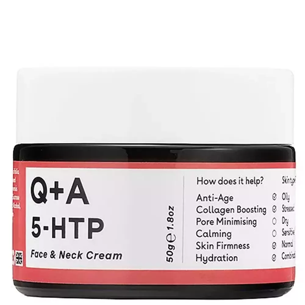 Q+A - 5-HTP - Face&Neck Cream - Zpevňující krém na obličej a krk s aminokyselinou 5-HTP - 50 ml