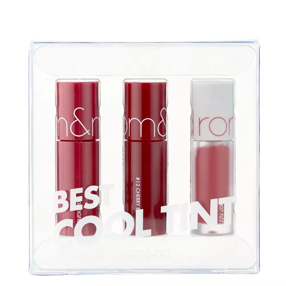 Rom&nd - Best Tint Edition - 02 Cool Tone Pick - Sada tintů na rty - Zero Velvet Tint - 07 Fizz - 2 g + Juicy Lasting Tint - 12 Cherry Bomb - 2 g + Juicy Lasting Tint - 06 Figfig - 2 g