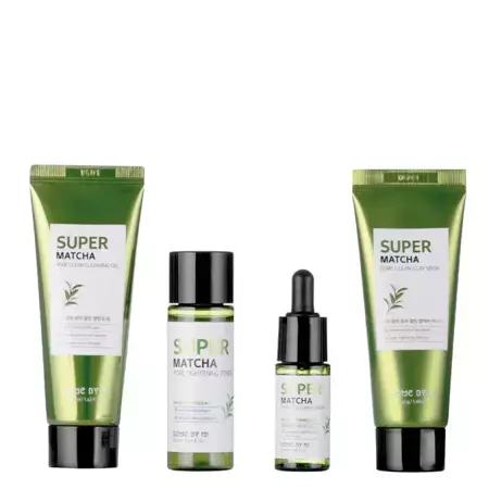 Some By Mi - Super Matcha Pore Care - Starter Kit - Sada snižující viditelnost rozšířených pórů - Tonikum - 30 ml + Sérum - 10 ml + Maska - 42 g + Čisticí gel - 42 ml