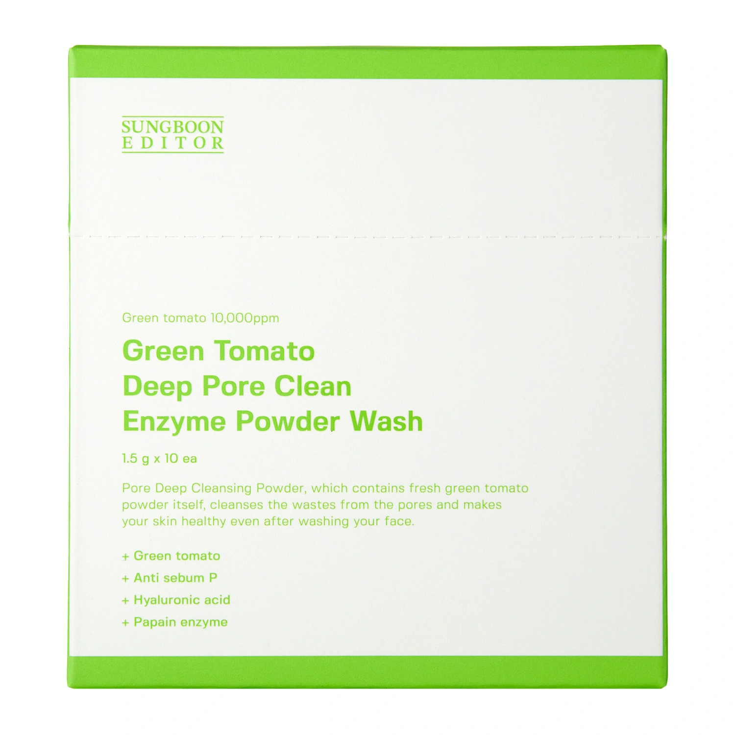 Sungboon Editor - Green Tomato Deep Pore Clean Enzyme Powder Wash - Hluboce čistící enzymatický pudr - 10x1,5 g