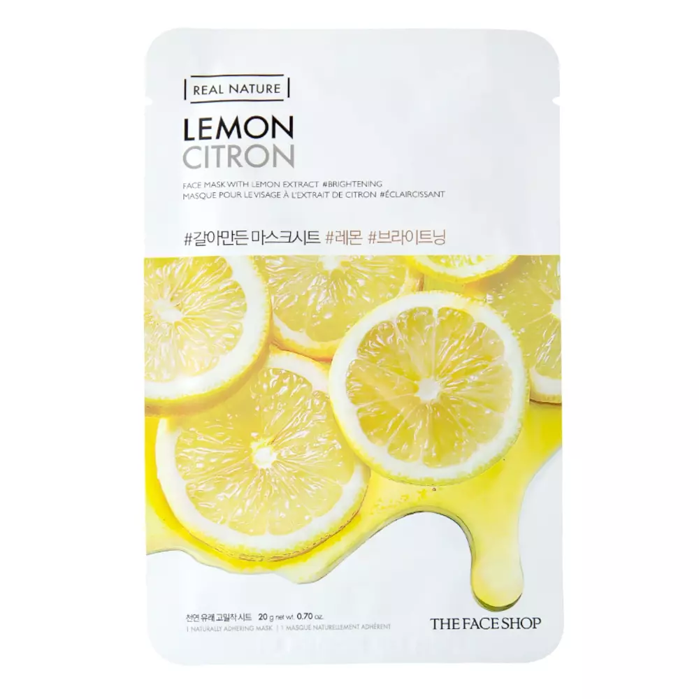 The Face Shop - Natural Mask Lemon - Plátýnková maska s citronovým extraktem - 20 g