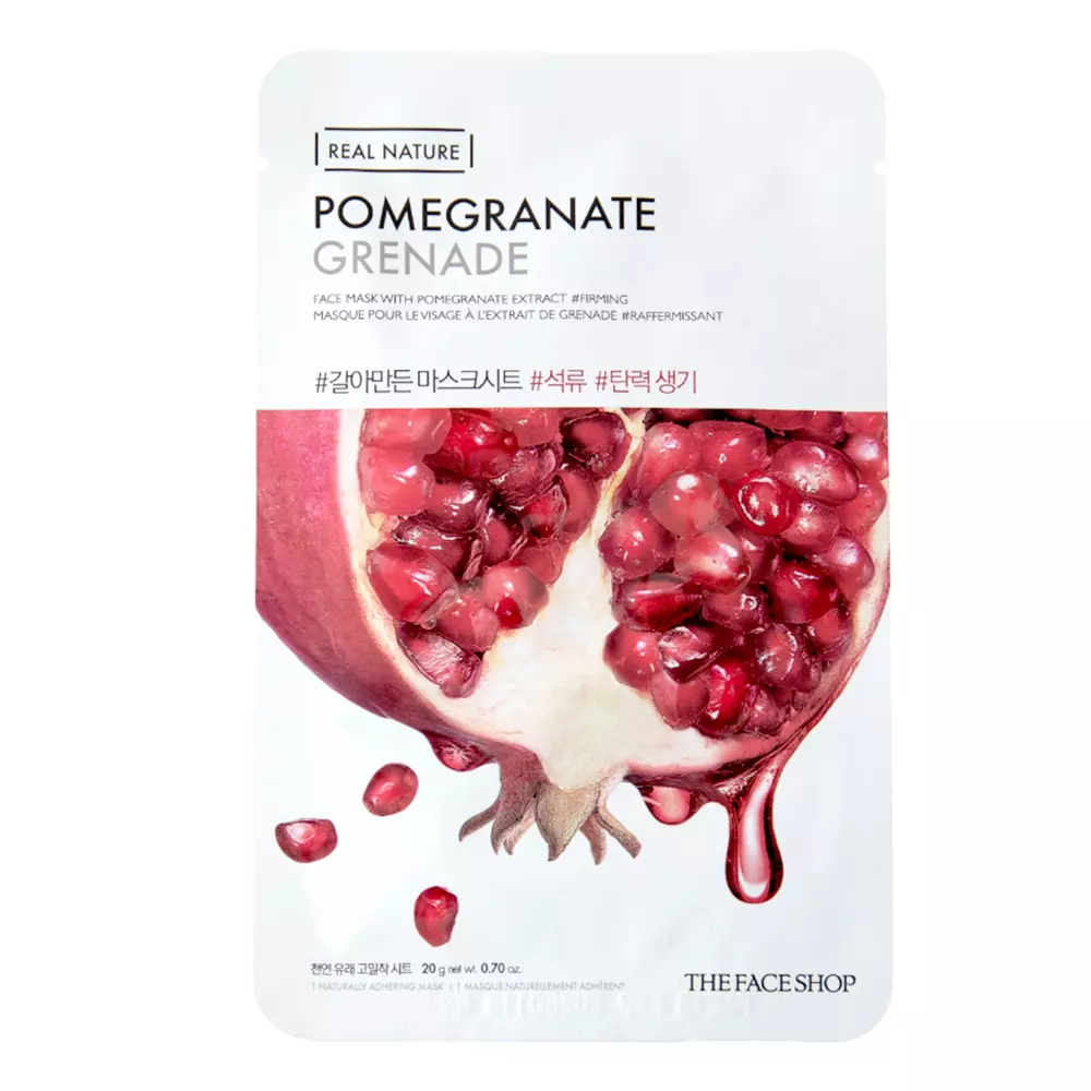 The Face Shop - Real Nature Face Mask Pomegranate - Plátýnková maska s extraktem z granátového jablka - 20 g