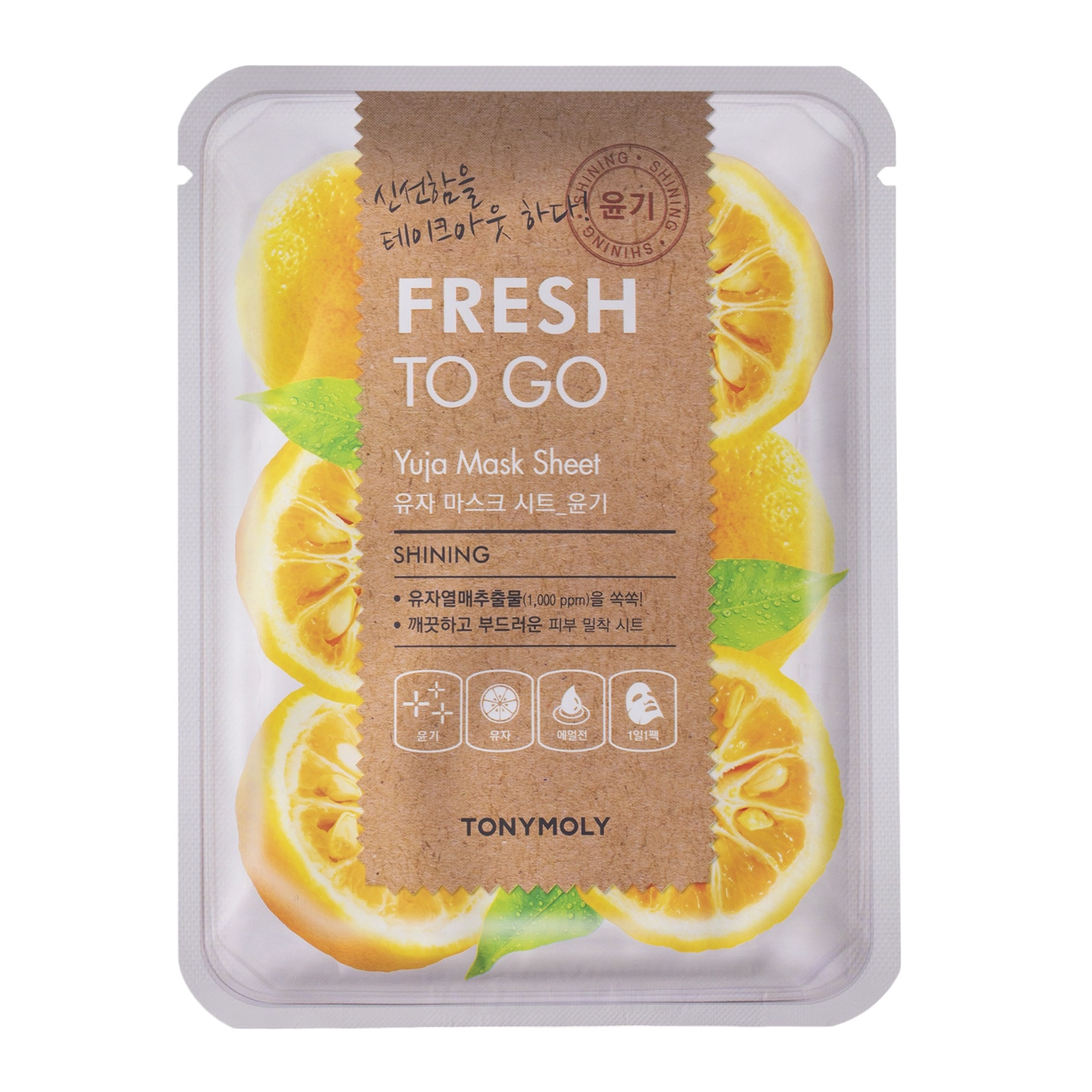 TonyMoly - Fresh To Go Yuja Mask Sheet - Vyživující plátýnková pleťová maska - 1ks/22 g