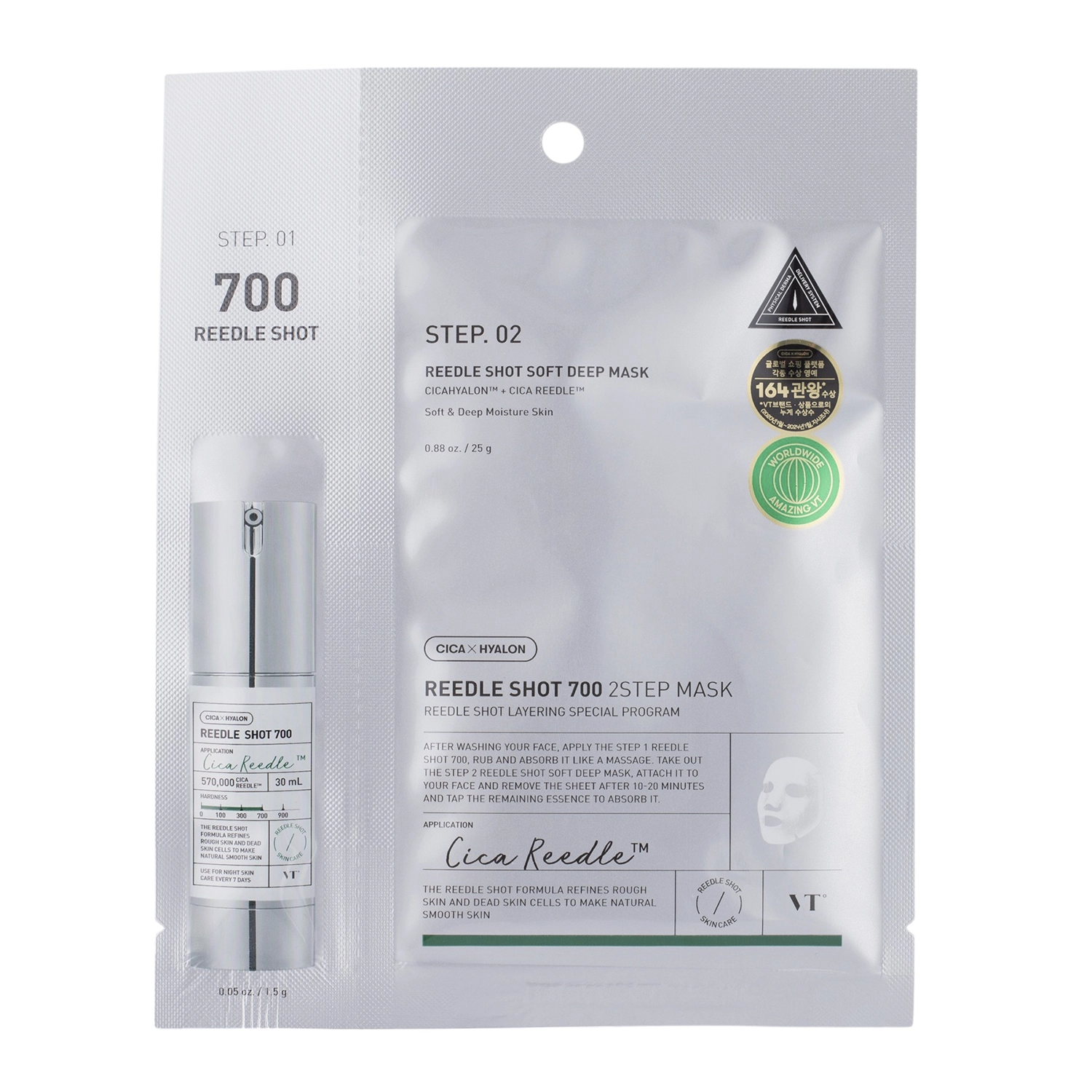 VT Cosmetics - Reedle Shot 700 2Step Mask - Zpevňující pleťová maska v plátýnku - 1,5 g+25 g