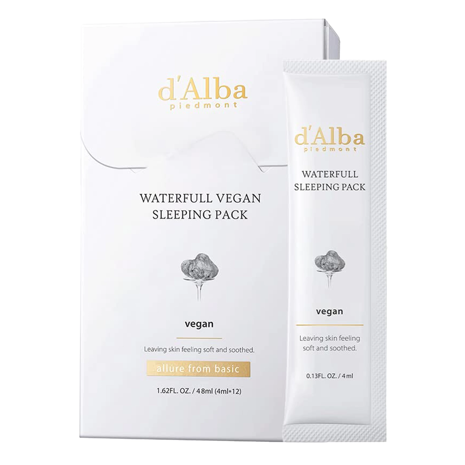 d'Alba - Waterfull Vegan Sleeping Pack - Hydratační noční maska na obličej - 12x4ml