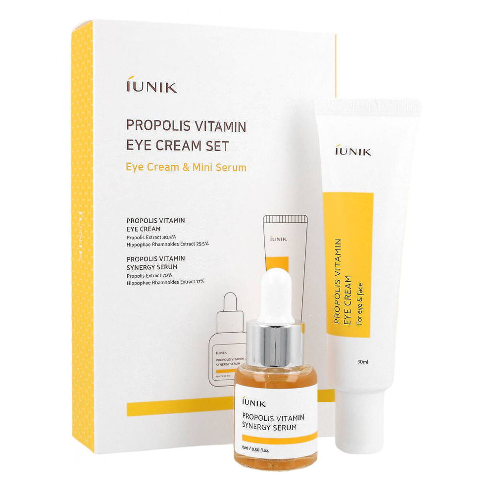 iUNIK - Propolis Vitamin Eye Cream Set - Vyživující sada pro zralou pleť - oční krém + sérum