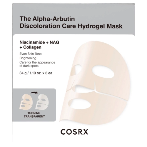 COSRX - Arbutin Discoloration Hydrogel Mask - Sada rozjasňujících hydrogelových masek s alfa-arbutinem - 34gx3ks