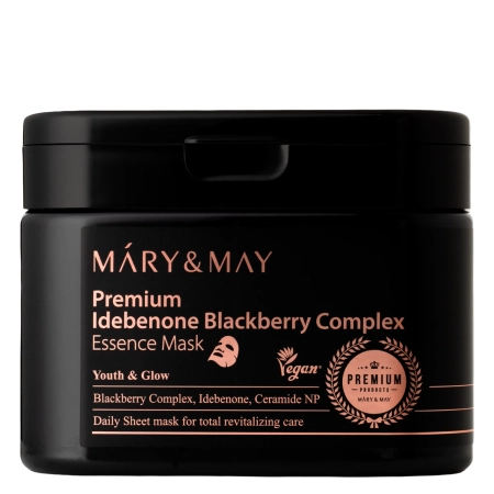Mary&May - Premium Idebenon Blackberry Complex Essence Mask - Sada plátýnkových masek na obličej - 20 ks