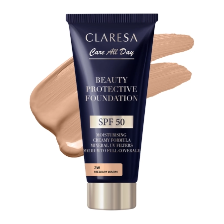 Claresa - Beauty Protective Foundation SPF 50 - Hydratační make-up s filtrem SPF 50 - 2W Medium Warm - 30 ml