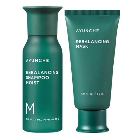 Ayunche - Rebalancing Mini Kit Moist - Sada hydratačních přípravků na vlasy - Mini - Hydratační šampon 50 g+ Vyživující maska na vlasy 30 ml