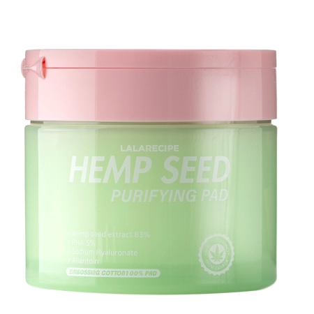 LalaRecipe - Hemp Seed Purifying Pad - Zklidňující tampony na obličej - 70 ks / 220 ml