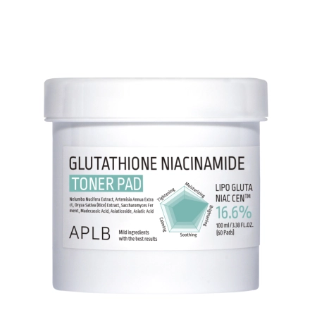 APLB - Glutathione Niacinamide Toner Pad - Rozjasňující polštářky na obličej - 60ks/100ml