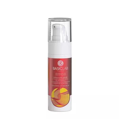 BasicLab - Esteticus - Obnova a stimulace - Sérum v emulzi s 1 % čistého retinolu, 5 % vitamínu C, koenzymem Q10 a 2 % kmenových buněk - 30 ml