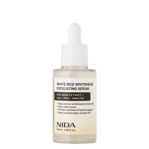NIDA - White Rice Whitehead Exfoliating Serum - Exfoliační sérum na obličej s extraktem z bílé rýže - 50 ml