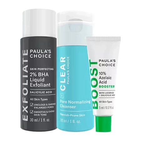 Paula's Choice - The Breakout - Fighting Kit - Sada produktů proti pupínkům a nedokonalostem - Sérum s 10% kyselinou azelaovou - 5 ml + Osvěžující čisticí gel - 30 ml + Exfoliační roztok s 2% kyselinou salicylovou - 30 ml