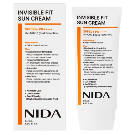 NIDA - Invisible Fit Sun Cream - Krém na obličej s SPF - 50 ml