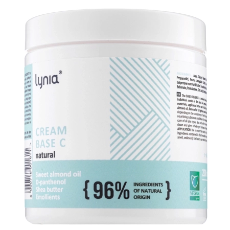 Lynia - Cream Base C Natural - Lehký hydratační krém/báze s vitamíny B5 a E - 200 ml