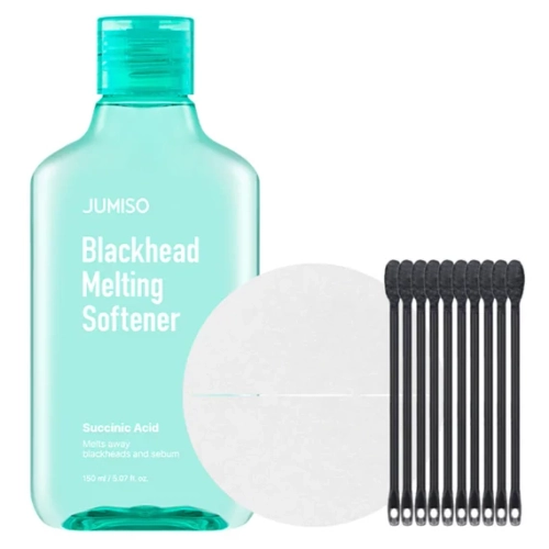 Jumiso - Blackhead Melting Softner + Cotton Pads + Cotton Swab - Sada na odstranění černých teček + Vatové tampóny a tyčinky - 150 ml/40 ks/10 ks