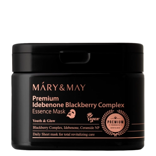 Mary&May - Premium Idebenon Blackberry Complex Essence Mask - Sada plátýnkových masek na obličej - 20 ks