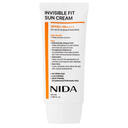 NIDA - Invisible Fit Sun Cream - Krém na obličej s SPF - 50 ml