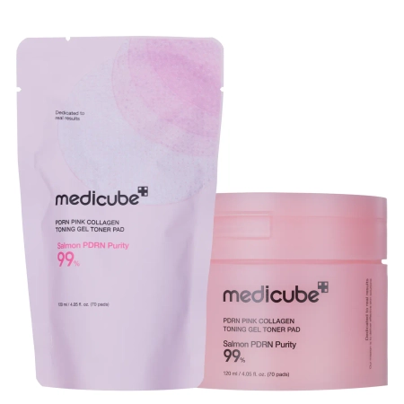 Medicube - PDRN Pink Collagen Tonning Gel Toner Pad - Tonizační gelové polštářky s kolagenem - 70ks 