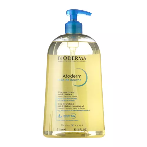Bioderma - Atoderm Huile - Hydratační mycí olej na obličej a tělo pro suchou a atopickou pokožku - 1 l