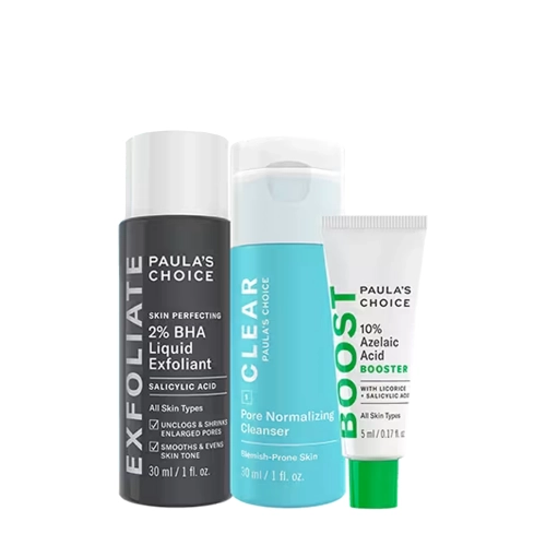 Paula's Choice - The Breakout - Fighting Kit - Sada produktů proti pupínkům a nedokonalostem - Sérum s 10% kyselinou azelaovou - 5 ml + Osvěžující čisticí gel - 30 ml + Exfoliační roztok s 2% kyselinou salicylovou - 30 ml