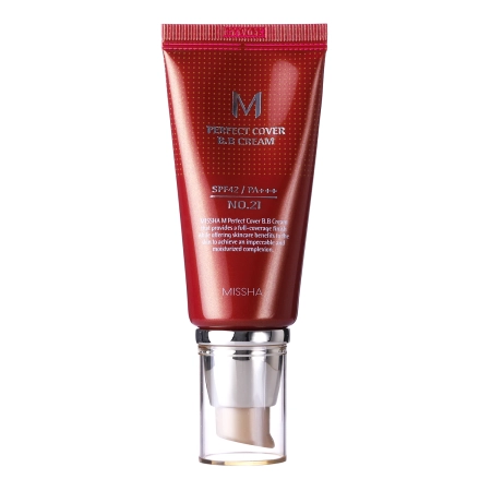 Missha - M Perfect Cover BB Cream SPF42/PA+++ - Krycí BB krém s UV filtrem - No.21 Light Beige - 50 ml