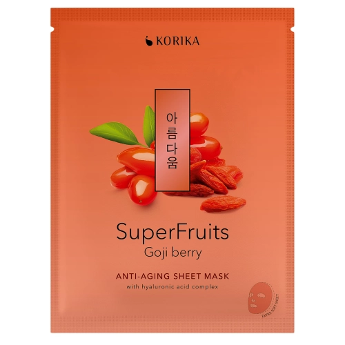 KORIKA - Superfruits Anti-aging Sheet Mask Goji Berry - Plátýnková Maska proti vráskám s goji - 1 ks/25 g