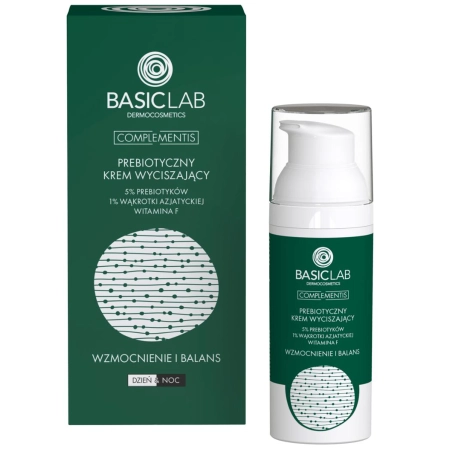 BasicLab - Posílení a rovnováha - Zklidňující krém s 5 % prebiotik, 1 % pupečníku asijského a vitamínem F - 50 ml