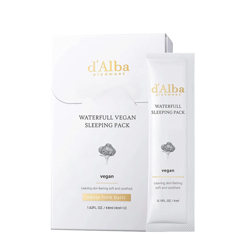 d'Alba - Waterfull Vegan Sleeping Pack - Hydratační noční maska na obličej - 12x4ml