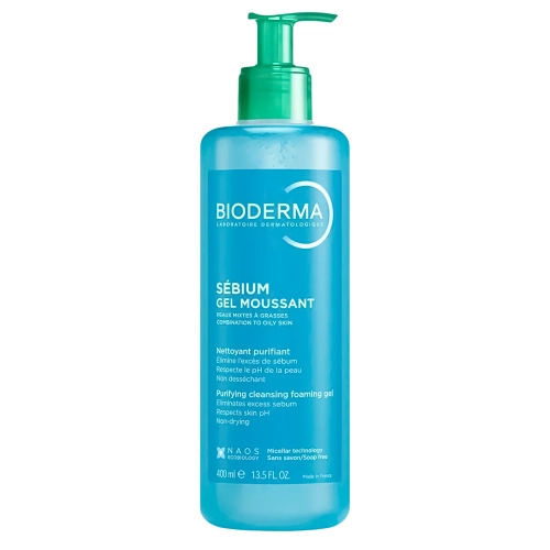 Bioderma - Sebium Moussant Gel - Čistící antibakteriální gel na mytí aknózní pleti - 400 ml