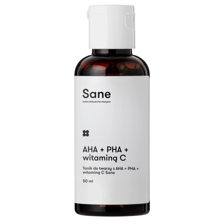 Sane - Face Toner PHA + AHA + Vitamin C 2% Purifying Glow Solution - Exfoliační a rozjasňující tonikum na obličej - 50 ml