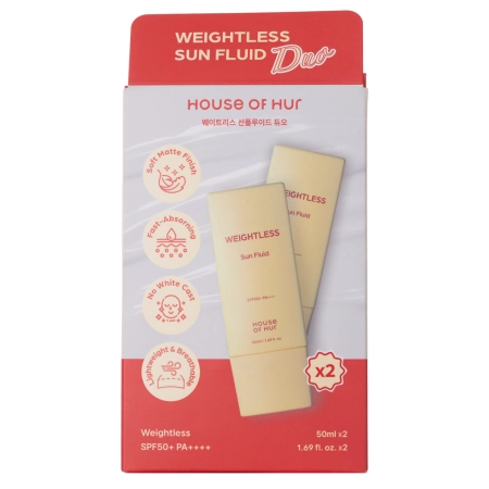 House of Hur - Weightless Sun Fluid Duo Set SPF 50+ PA++++ - Lehký opalovací krém na obličej - Sada 2×50 ml