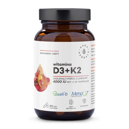 Aura Herbals - Vitamin D3 4000 IU + K2 - Kapsle - 90 ks