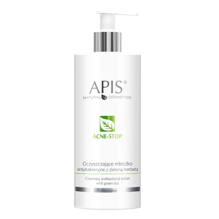 Apis - Professional - Acne-Stop - Cleansing Antibacterial Lotion with Green Tea - Odličovací mléko se zeleným čajem - 500 ml