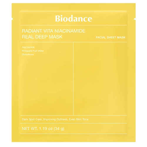 Biodance - Radiant Vita Niacinamide Real Deep Mask - Rozjasňující pleťová maska - 1ks/34g