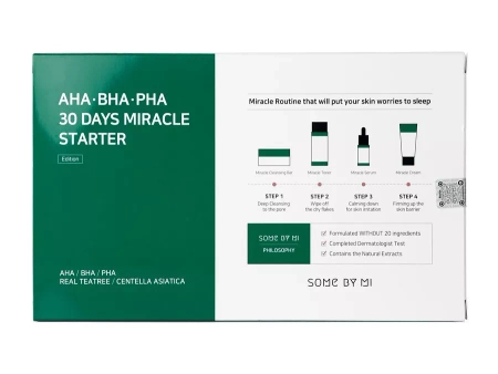 Some By Mi - 30 Days Miracle Starter - 30denní sada pro problematickou pleť - Čisticí mýdlo - 30 g + Tonikum - 30 ml + Sérum - 10 ml + Krém s kyselinami - 20 g