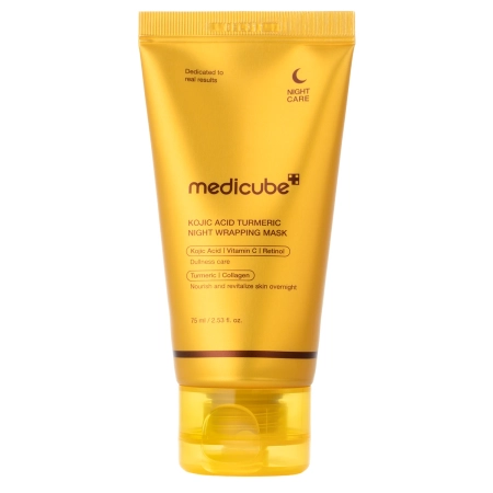 Medicube - Kojic Acid Turmeric Night Wrapping Mask - Celonoční vyhlazující maska s kyselinou kojovou - 75 ml