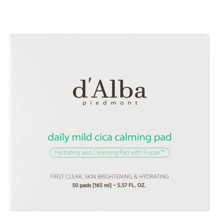 d’Alba - Daily Mild Cica Calming Pad - Zklidňující tamponky na obličej s pupečníkem asijským - 50 ks