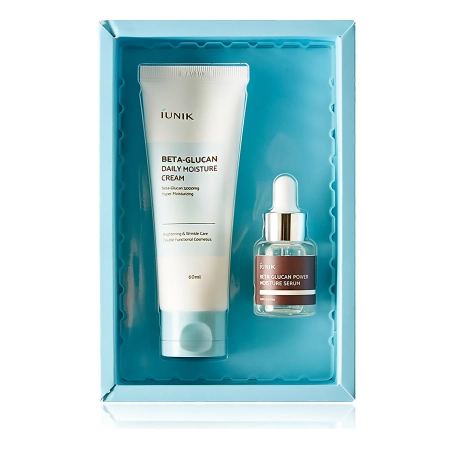 iUNIK - Beta Glucan Edition Skincare Set - Kosmetická sada - hydratační pleťový krém 60 ml + hydratační zklidňující pleťové sérum 15 ml