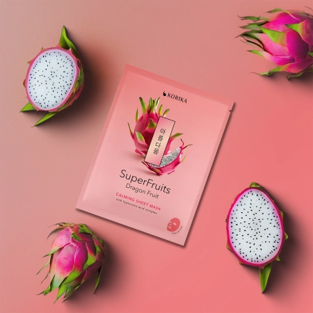 KORIKA - Superfruits Calming Sheet Mask Dragon Fruit - Zklidňující plátýnková maska na obličej - 1 ks/25 g