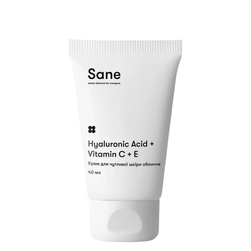 Sane - Hyaluronic Acid + Vitamin C + E Face Cream For Sensitive Skin - Hydratační krém pro citlivou pleť - 40 ml