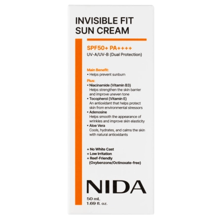 NIDA - Invisible Fit Sun Cream - Krém na obličej s SPF - 50 ml