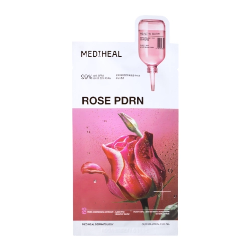 Mediheal - Rose PDRN Essential Mask Healthy Glow - Plátýnková maska na obličej stahuje póry - 1ks/24ml
