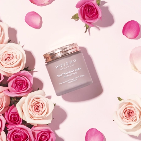 Mary&May - Rose Hyaluronic Hydra Wash off Pack - Hydratační maska s jílem - 125 g