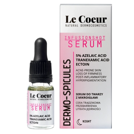 Le Coeur - Dermo-Spicules Infusionshot - Sérum s mikrojehličkami, 5% kyselinou azelaovou, kyselinou tranexamovou a ektoinem - 10 ml