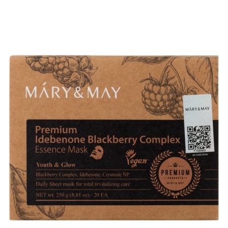 Mary&May - Premium Idebenon Blackberry Complex Essence Mask - Sada plátýnkových masek na obličej - 20 ks