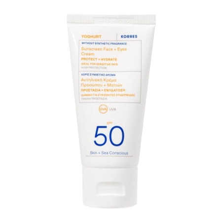 Korres - Yoghurt Sunscreen Face & Eyes Cream SPF 50 - Gelový krém na obličej s filtrem - 50 ml